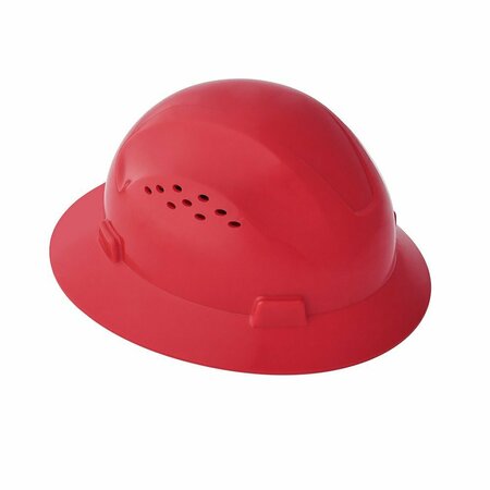 JACKSON SAFETY Hard Hat, BlockheadII, Advantage, Vented, Full Brim, Red 20824